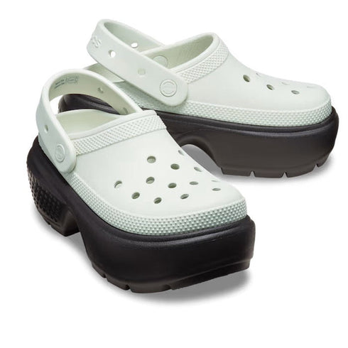 Crocs Stomp Classic Clog Adults Black Linen 2 Tone Platform Clearance